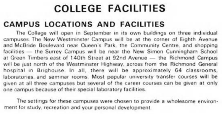 Douglas-College-Calendar-1970---Facilities