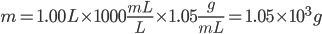 example formula for mass of a 1L sample